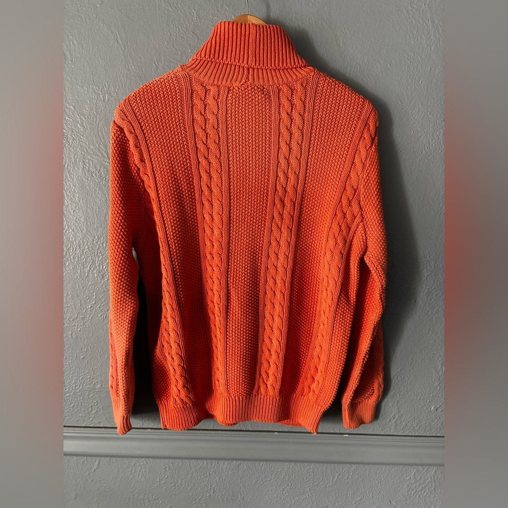 Vintage Lord & Taylor | Orange Cable Knit Turtleneck | M - Picture 5 of 8